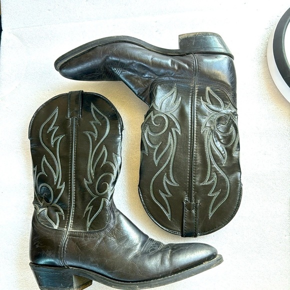 Laredo Cowboy Boots 10D Men’s Made in the USA Leather Upper Black Work Dance - Picture 1 of 17